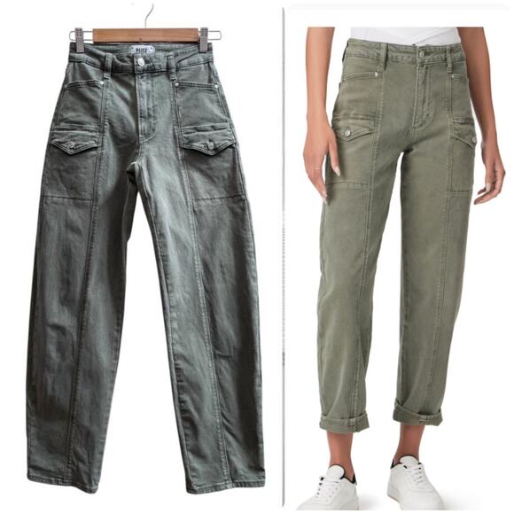 Paige Denim - Paige Alexis Size 24 Vintage Ivy Green Cargo Jeans 27 Inch Inseam